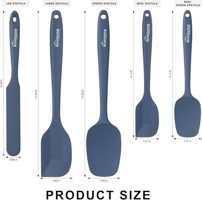 NileHome Silicone Spatula Set, 5 Pieces Food Grade Kitchen Utensils with Silicone Brush Heat Resistant Up to 600°F BPA-free Rubber Spatula for Scraping, Baking, Cooking, Mixing—Haze blue