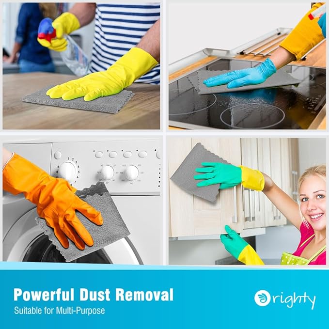 Orighty Microfiber Cleaning Cloth, 400 Pack Highly Absorbent Cleaning Rags, Household Cleaning Supplies, Reusable Microfiber Towels Lint Free Cloths for House, Kitchen, Car Care, 12x11 inch, Grey