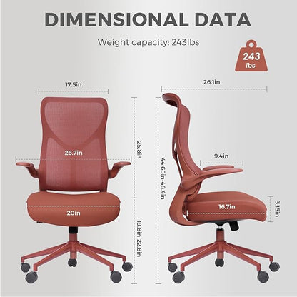NearHub EC10 Stylish Ergonomic High Back Mesh Reclining Office Chair with Adjustable Flip-Up Armrests,Lumbar Support & Headrest,Breathable & Comfortable Computer Chair for Home, Office & Study