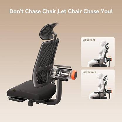 Newtral Ergonomic Mesh Office Chair with with Adaptive Lumbar Support, High Back Desk Computer Chair with 4D Adjustable Armrest, 136° Tilt Lock, Adjustable Seat Depth & Height(with Laptop Tray, Black)