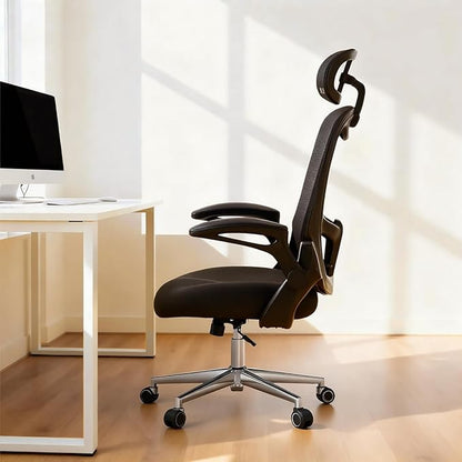 Ergonomic Office Chair - High Back Mesh Computer Desk Chair with Adjustable Lumbar Support, Headrest & Armrests, 300lbs Capacity (Black)
