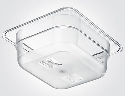 CURTA 6 Pack NSF Food Pans, 1/6 Size 2 1/2 Inch Deep, Commercial Polycarbonate Plastic Clear Freezer-Safe