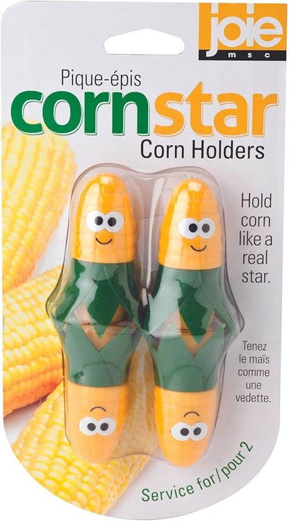 Joie Corn on the Cob Holders, 4 Piece Interlocking Set (Two Pair), Stainless Steel, BPA-Free, Cute Kitchen Tools, Great Gadgets for Barbecues and Picnics