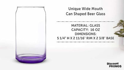 DISCOUNT PROMOS Beer Can Glasses Set of 10, 16 oz. Pint Sized, Soda Can Shape, Glassware, Purple