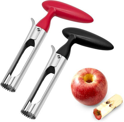 2 Pack Apple Corer, Stainless Steel Apple Corer Tool with Serrated Coring Head, Quick Core Release, Non-Slip Handle, Fruit Core Remover for Apples, Pears, Bell Peppers