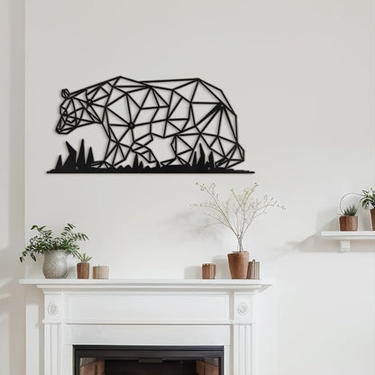 SIGNLEADER Metal Wall Art Decor Big Stupid Bear Modern Abstract Wall Sculpture Hangings Home Decoration for Living Room, Bedroom, Bathroom, Kitchen, Outdoor - 36" Black