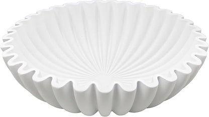 YMXYJM Large Decorative Bowl, Modern Handicraft Bowls for Home Decor, Decorative Fruit Bowl for Kitchen Counter, Ruffle Bowl Decor, Stylish Key Bowl for Entry Table, White