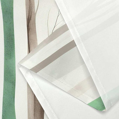 MERCHR Brown Green Tree Fabric Shower Curtain, Art Style Abstract Birch Forest Rustic Wood Polyester Fabric Waterproof Bath Curtain, Farmhouse Bathroom Shower Curtains with Hooks 47X64 Inch