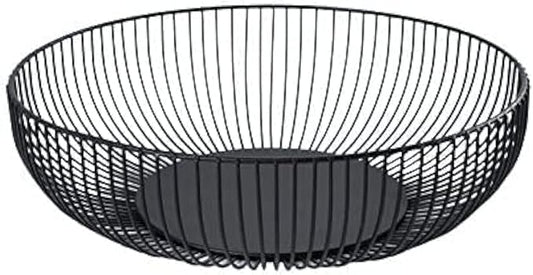 Black Metal Wire Fruit Basket Bowl For Kitchen,Living Room,Office - Large Decorative Centerpiece To Display Fruit, Vegetables, Bread, Candy, Household Items Or Use As A Gift Basket