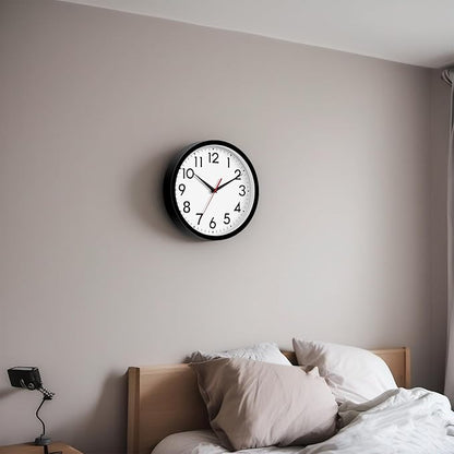 DAXSMY 14 Inch Wall Clock Large Battery Operated Big Silent Non Ticking Analog Clock Decorative for Living Room Office Kitchen Outdoor Classroom Bedroom Bathroom School(Black)