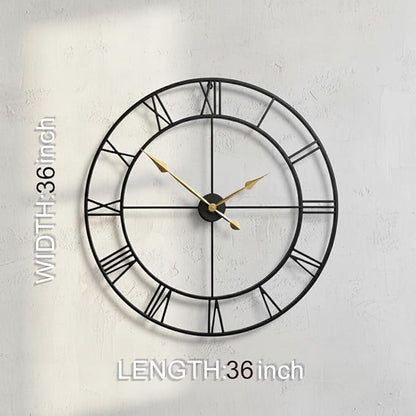 Zabiki 36 Inch Large Wall Clock Modern, Oversized Roman Vintage Farmhouse Decorative Black Metal Wall Clock for Living Room Decor, Xmas, Birthday Gift