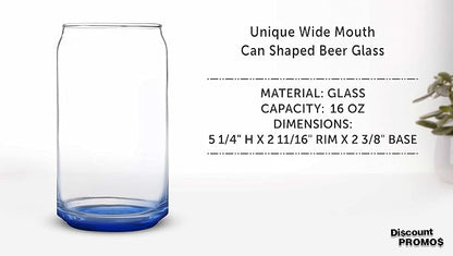 DISCOUNT PROMOS Beer Can Glasses Set of 10, 16 oz. Pint Sized, Soda Can Shape, Glassware, Blue