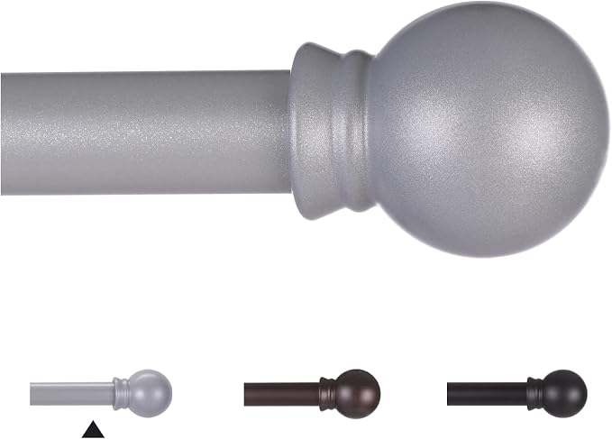 Thestoa Curtain Rods for Windows 30-46 inch, 5/8" Brushed Nickel Curtain Rod, Stainless Steel Small Curtain Rods for Bedroom, Living Room, Farmhouse, Outdoor Curtain Rod Silver