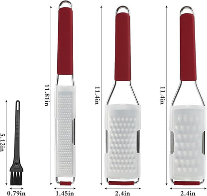 Cambom Cheese Grater Citrus Zester Lemon Zester Pack of 3-304 Stainless Steel - A Sharp Tool for Parmesan Cheese, Ginger, Garlic, Nutmeg, Chocolate, Vegetables，Fruits，Dishwasher Safe Red