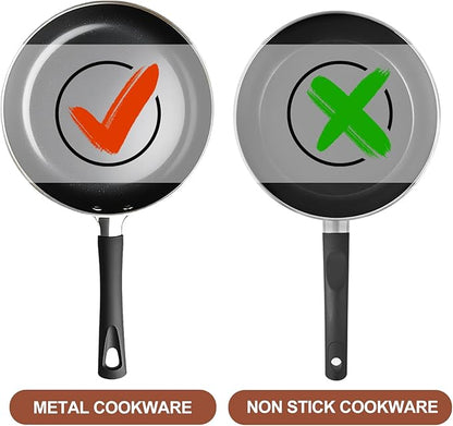 18 10 Stainless Steel Cooking Utensils Set, 10pcs Long Metal Kitchen Utensils Set Come with Spoon, Fork, Spatula, Ladle, Skimmer, Turner, Pasta Server(13-14inch)