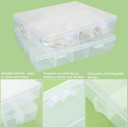 36 Grids Plastic Organizer Box with Dividers - 36 Compartment Organizer, Clear Tackle Box Organizers and Craft Storage with Removable Divider, Fishing Organizer Box (14 Grids - 6PCS)