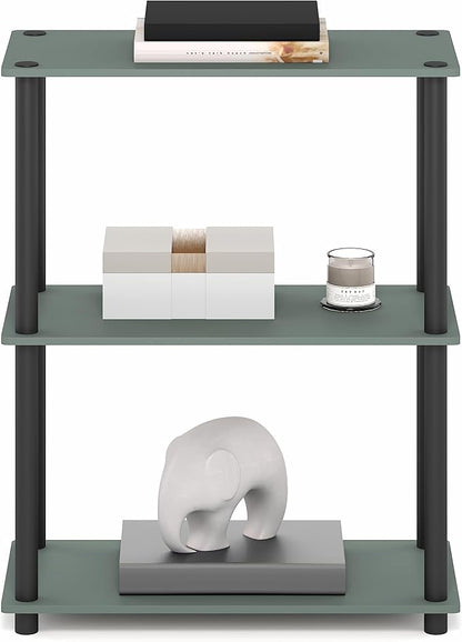 Furinno Turn-N-Tube Storage Shelves, 3-Tier Book Shelf, Corner Shelf, Toolless Open Shelves, for Organization and Storage, Living Room, Garage, Home Office, Sage Green
