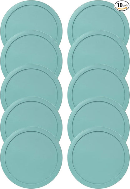 Replacement Lids fits Pyrex 2-Cup Glass Food Storage Container Bowls, 5-Inch Plastic Round Lids Covers for Pyrex 7200-PC, Airtight & Leakproof (10-Pack, Turquoise)