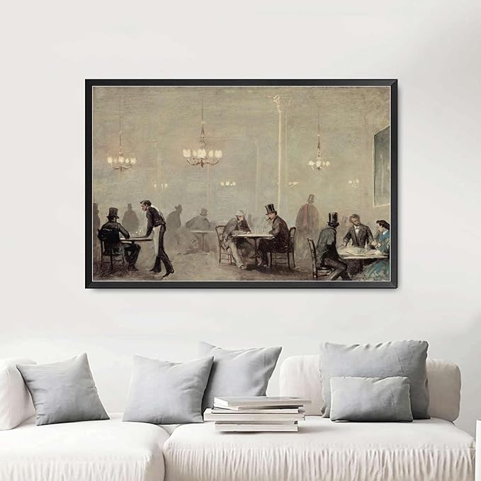 SENLYCH Canvas Painting Poster and Print Pictures Vintage Bar Cart Print Bar Cart Wall Decor Moody Wall Art Bar Wall Art Modern Home and Bedroom Decoration 12x18inch Metal Frame