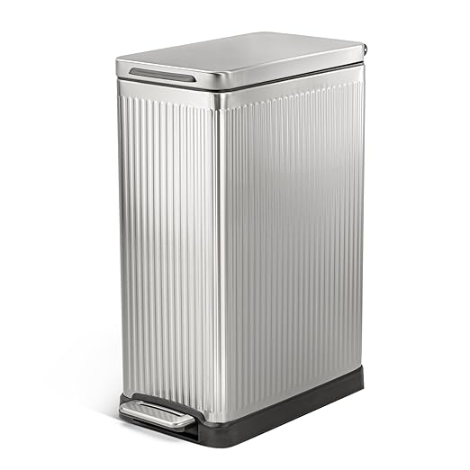 Home Zone Living 12 Gallon Kitchen Trash Can with Slim Fit Design