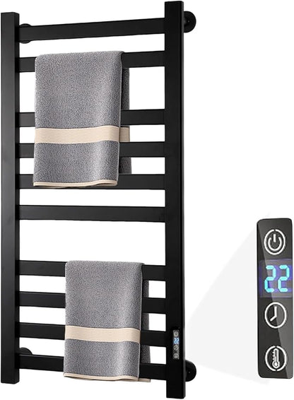 Heated Towel Rack for Bathroom Towel Warmer Racks Wall Mounted with Timer & Temperature Multi-Level Adjustments with 10 Bars for Bathroom Shower Hot Tub Spa(Black)
