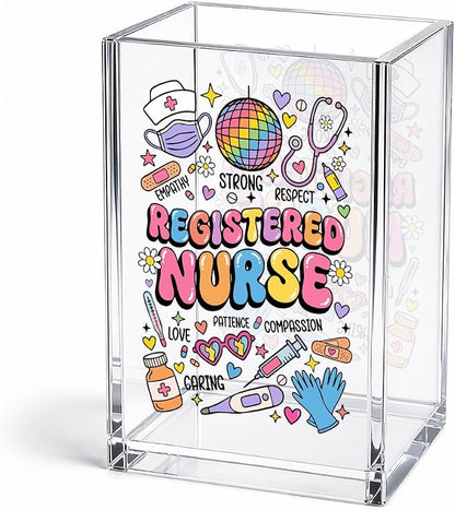 Registered Nurse Acrylic Pencil Holder Cup, Appreciation Thank You Gifts for Registered Nurse Physician Assistant RN CNA LPN, Home Office Desk Accessories, Christmas Nurses Day Week Decor Gifts