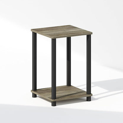 Furinno Turn-N-Tube Night Stand, 2-Tier Open Shelf Design Nightstand, Toolless Bedside Table, End Table, Side Table, for Bedroom, Closet, Dorm, French Oak