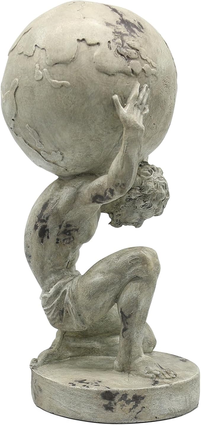 Lukitas Atlas Holding Up World Statue and Sculpture, Lifting The Earth Figurine Decor, Creative Ornament for Home Office Living Room, Resin 11.5''