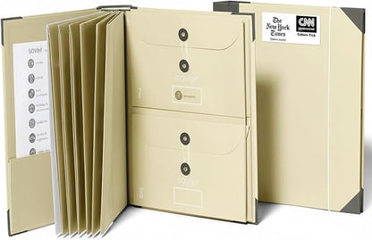 Savor | The Folio™ Document Organizer 2025 Edition | Premium Life Binder Acid-Free Custom Dyed Cloth-Bound Accordion Organizer w/ 10 Expandable Pockets | File Folders for Home Organization (Slate)