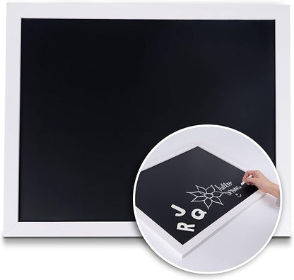 Loddie Doddie Magnetic Chalk Board - 18" x 22", White Frame, Wall Mount - Stain-Resistant Easy-Erase Surface - Magnetic Board Display For Photos & Notes - Kids Chalkboard for Creative Fun with Magnets