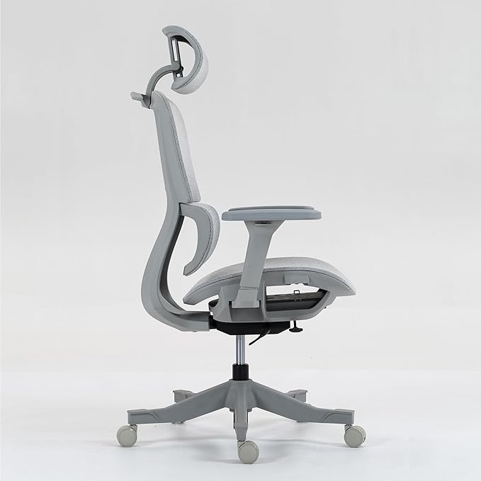 Ergonomic Office Chair with Independent Lumbar Support, Adjustable Height & 360° Swivel for Home Office Workstation (Grey)