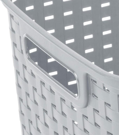 Sterilite 6-Pack Tall Weave Basket, Woven Plastic Storage Baskets for Organization, Cement Gray - Organizing Bin Containers with Handles for Bedroom, Bathroom, Dorm, Laundry Room, and Closet