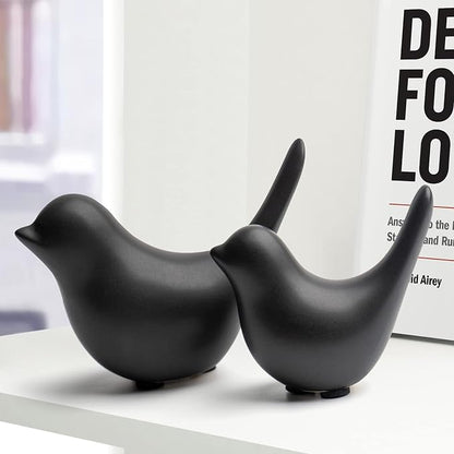Notakia Small Birds Statues Home Decor Modern Style Decorative Ornaments for Living Room Decor, Bedroom, Office Desktop, Cabinets (Black 2Pcs Birds)
