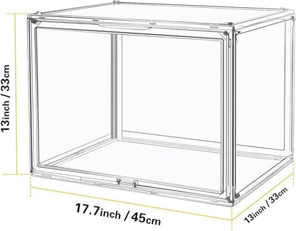 Large Clear Stackable Acrylic Storage Bins with Door, Dustproof Figure Collectibles Display Case, Football & Motorcycle Helmet Showcase, Basketball, Sports Memorabilia Organizer (XL, Count, 3)