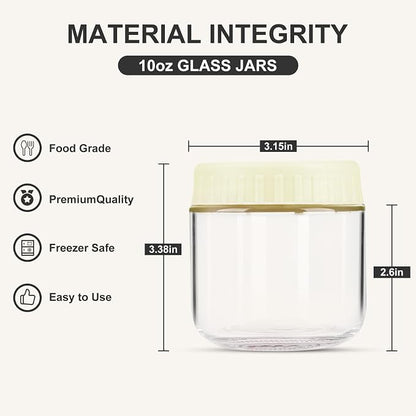 SHOWIN Overnight Oats Containers with Lids, 10oz Glass Jars with Lids 8 pcs, Milk White, Wide Mouth Mason jars for Salad, Yogurt, Snacks, Meal Prep