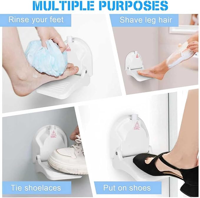 Foldable Shower Foot Rest with Suction Cup for Shaving Legs，Anti-Slip Shower Pedal with No Drilling Suction Cup for Pregnant Woman & Back Pain Sufferers- Reduce Body Strain & Bending Over