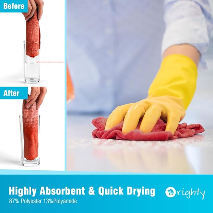 Orighty Cleaning Cloths Bulk, 150 Pack Shop Rags Reusable, Multi-Purpose Shop Towels for Cars, Microfiber Cleaning Rags for Automotive, Mechanic, Kitchen, Lint Free Towels 12x12 Inch, Red