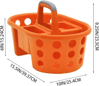 Large Shower Caddy Portable 2PC - Made in USA Plastic Jumbo Size Dorm Storage Candy Tote with Handle Shower Organizer for Bathroom, Pantry, Kitchen, College Dorm, Orange