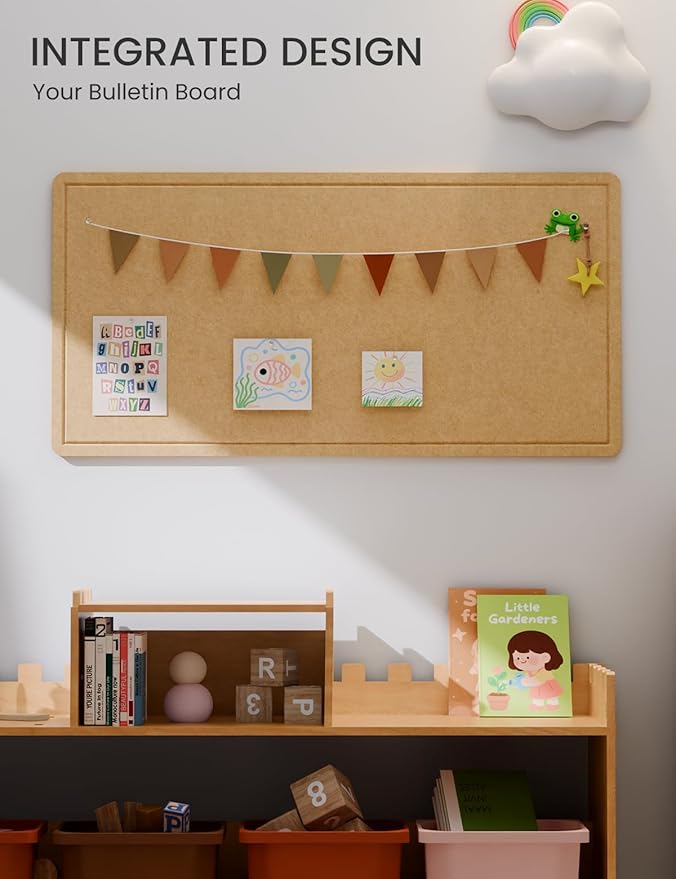 Fluxynara Bulletin Board, 35" x 17.5" Cork Board Alternative with 12 Safe Removable Adhesive Tabs, Foldable Felt Pin Board for Home Office, Classroom, Bedroom,Entryway for Walls— Mustard Yellow