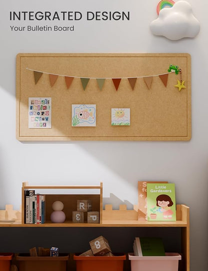 Fluxynara Bulletin Board, 35" x 17.5" Cork Board Alternative with 12 Safe Removable Adhesive Tabs, Foldable Felt Pin Board for Home Office, Classroom, Bedroom,Entryway for Walls— Mustard Yellow