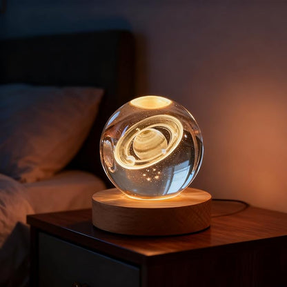 3D Saturn Crystal Ball, 2.4 inch Universe Decorative Quartz Glass Sphere, Space Astronomy Decor Display Sculpture Home Decor Gifts for Women Friends Girls