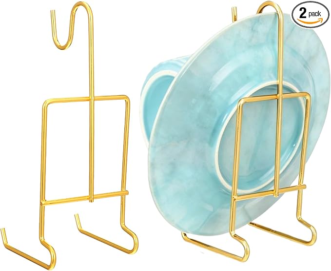 2 Pcs Tea Cup and Saucer Display Stand Metal Saucer Organizer Plate Coffee Mug Hanger Stand Tray Easel Holder Storage Rack for Afternoon Tea Party