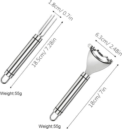 Corn Peeler and Holder Set – Stainless Steel Corn Stripper for Corn on the Cob, Safer Grip & Hand Protection, Easy Kernel Removal Tool