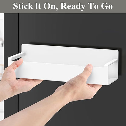 HuggieGems 4 Pack Magnetic Spice Rack Organizer for Refrigerator and Oven, White Fridge Organizers and Storage for Kitchen