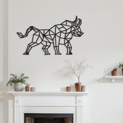 SIGNLEADER Metal Wall Art Decor Bull Warrior Modern Abstract Wall Sculpture Hangings Home Decoration for Living Room, Bedroom, Bathroom, Kitchen, Outdoor - 24" Black