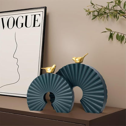 Minimalist Round Statue Above Cabinet Decor Kitchen, Modern Decorative Sculpture Home Decorations for Living Room Coffee Table, Office Decor Items, Center Pieces Decoration (Olive)