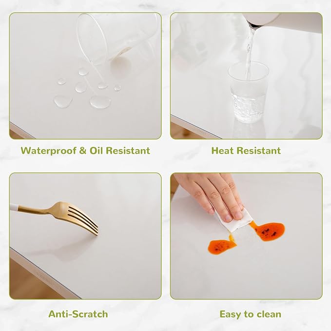 48 x 48 Inch Clear Table Cover Protector, Clear Table Protector for Dining Room Table, 1.5mm Plastic Table Cover, Waterproof Table Pad for Kitchen, Office