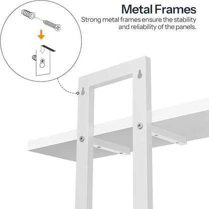 HOOBRO Floating Shelves, 15 Inch Wall Shelf Set of 2, Wall Mounted Storage Shelves 2-Tier, Hanging Bathroom Shelves, for Living Room, Bedroom, Bathroom, Kitchen, White WW32BJ01
