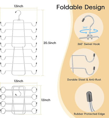 TomCare 2 Pack Tank Top Hanger and 2 Pack Leggings Organizers Space Saving Sport Bras Organizer Metal Yoga Pants Hangers with 20 Clips Hanging Closet Organizers and Storage, Grey