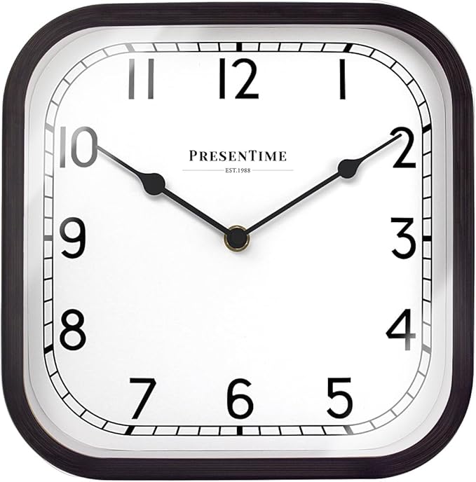 Presentime & Co 10" Anton Vintage Square Clock, Silent No Ticking, Wall & Mantel 2 in 1, Desk and Shelf Clock, Tabletop Décor, Oil Rubbed Bronze Color.